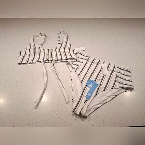 Cupshe Black and White Striped Bikini